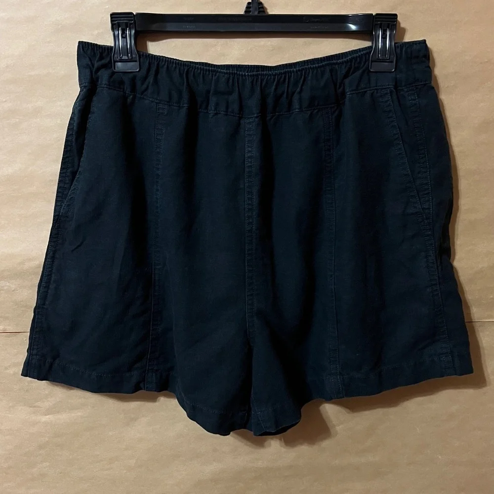 Madewell | Linen Blend Easy Pull-On Shorts High Waisted Shorts Black Size S